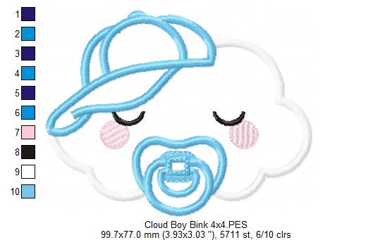 Sleepy Baby Cloud Boy - Applique - Machine Embroidery Design