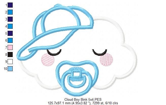 Sleepy Baby Cloud Boy - Applique - Machine Embroidery Design