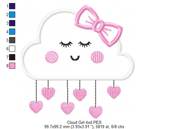 Cloud Girl - Applique - Machine Embroidery Design