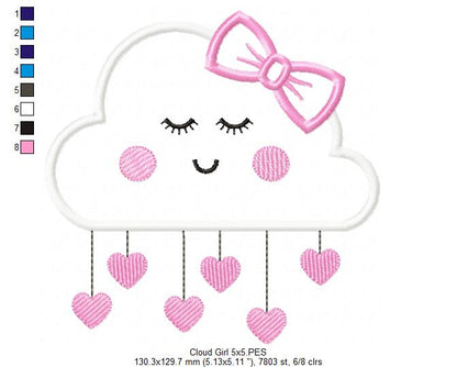 Cloud Girl - Applique - Machine Embroidery Design