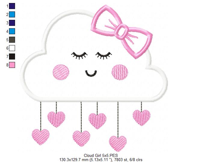 Cloud Girl - Applique - Machine Embroidery Design