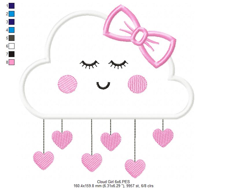 Cloud Girl - Applique - Machine Embroidery Design