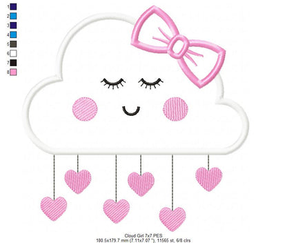 Cloud Girl - Applique - Machine Embroidery Design