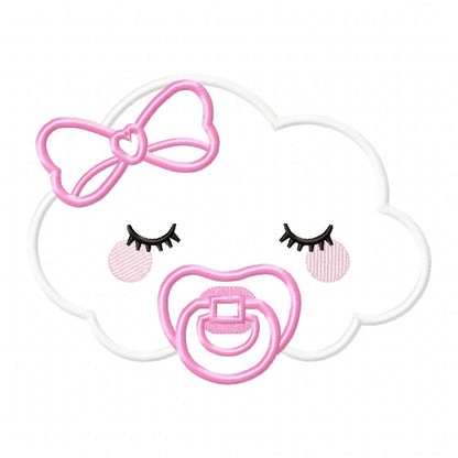 Sleepy Baby Cloud Girl - Applique - Machine Embroidery Design