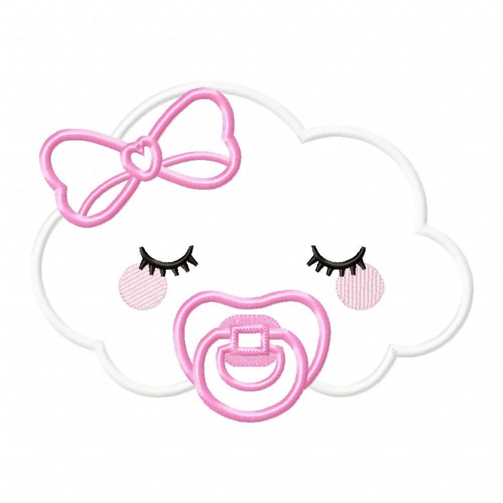 Sleepy Baby Cloud Girl - Applique - Machine Embroidery Design