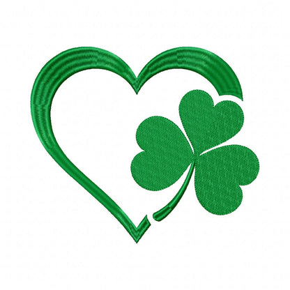 St. Patrick's Heart Shape with Clover Set - Fill Stitch - Set of 3 designs - Machine Embroidery Design