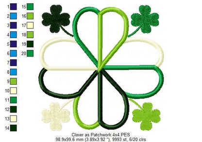 Shamrock Clover - Applique - Machine Embroidery Design