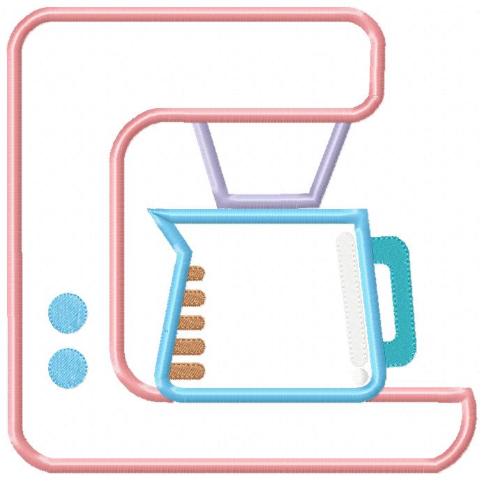 Cozy Coffee Machine - Appliqué - Machine Embroidery Design