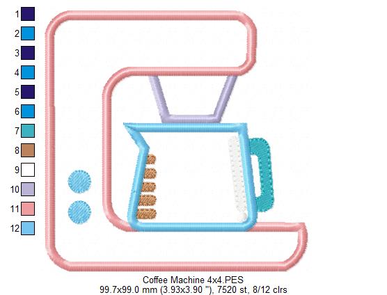 Cozy Coffee Machine - Appliqué - Machine Embroidery Design