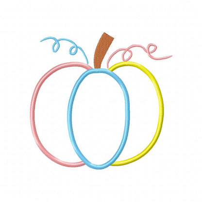 Colorful Pumpkin - Applique - Machine Embroidery Design