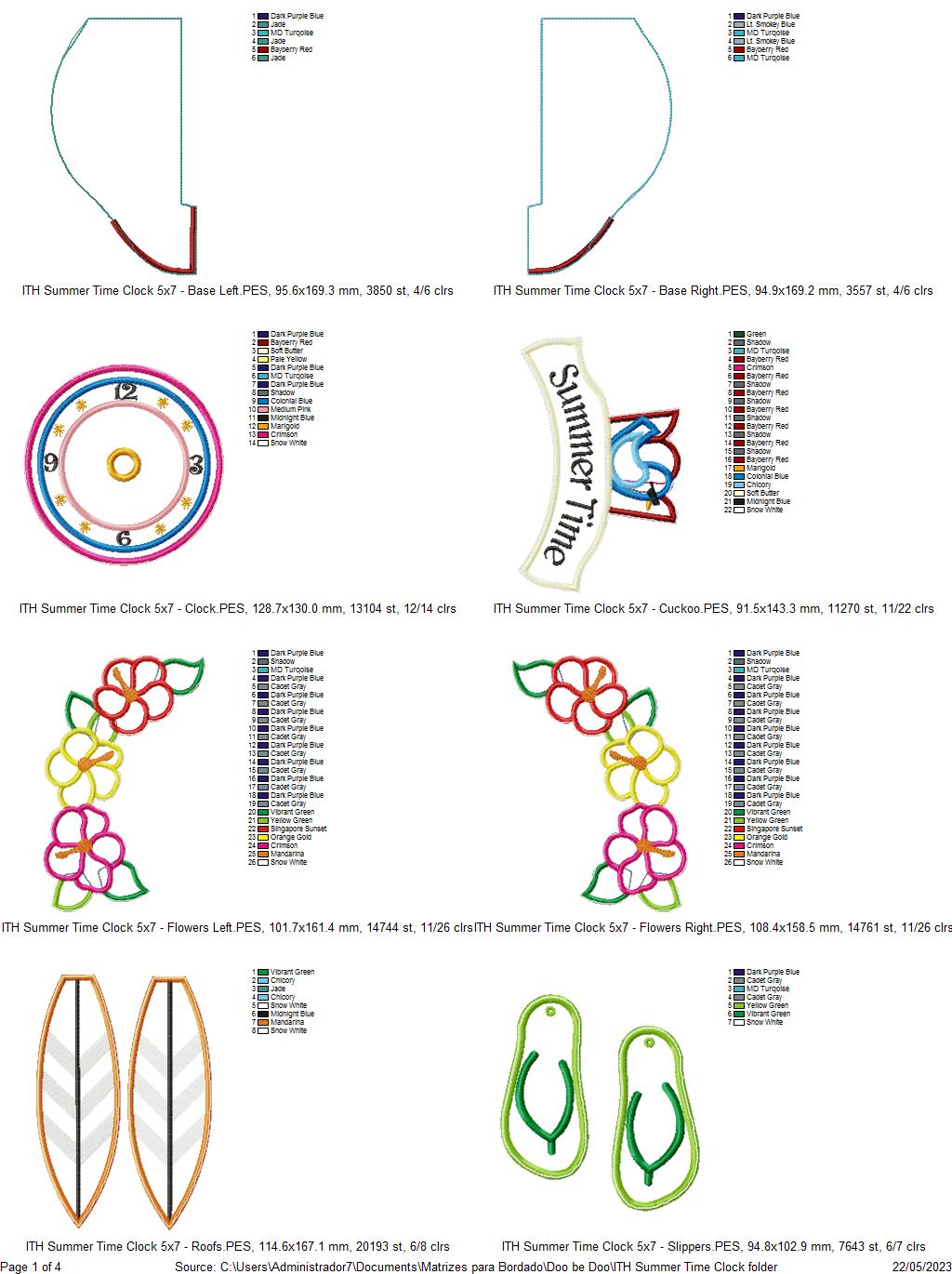 Summer Cuckoo Clock - ITH Project - Machine Embroidery Design