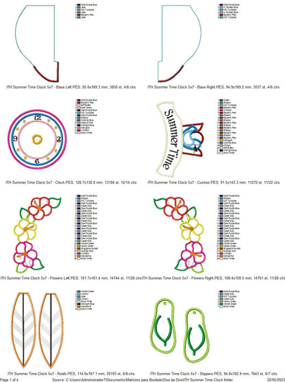 Summer Cuckoo Clock - ITH Project - Machine Embroidery Design
