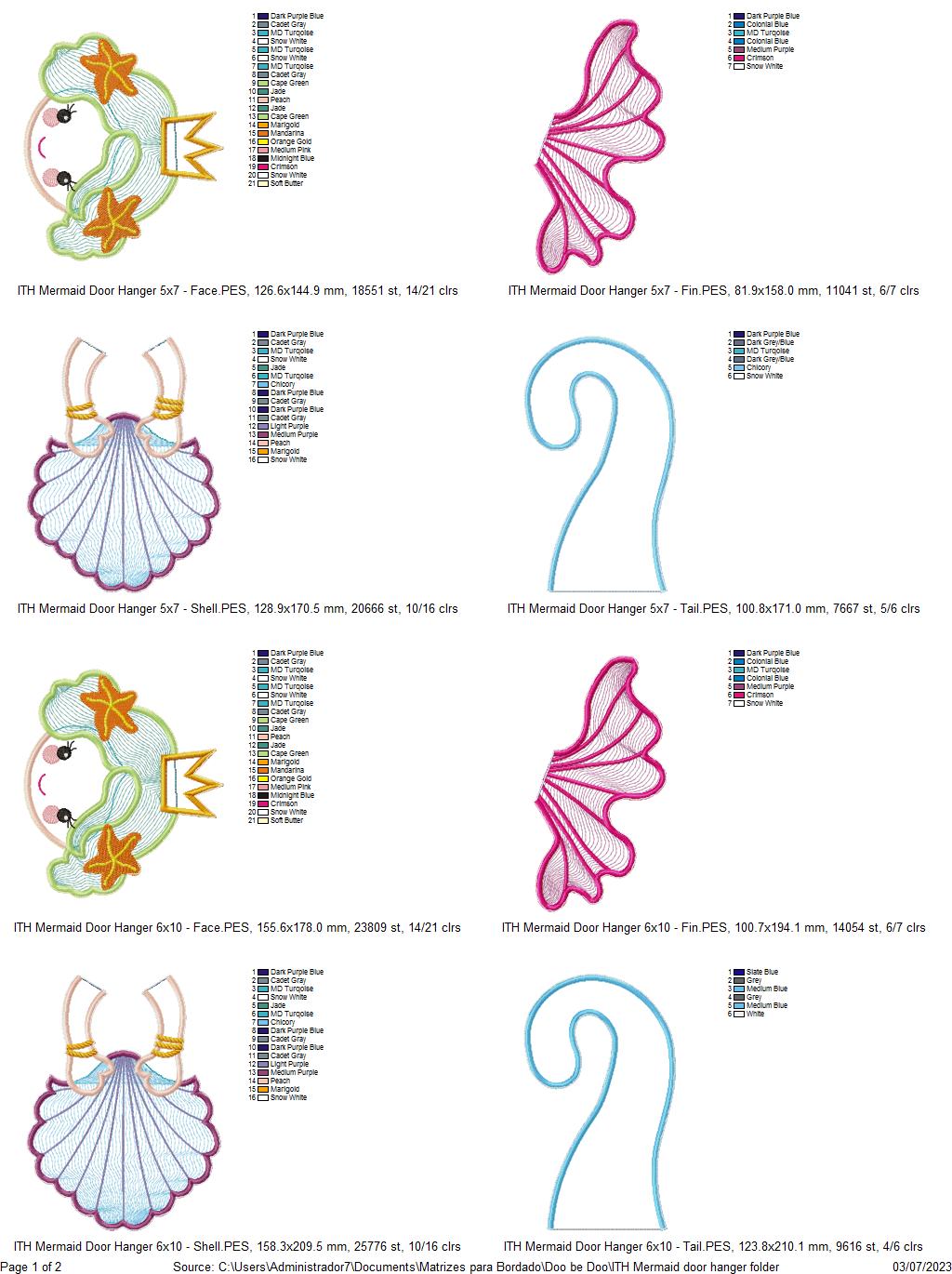 Mermaid Door Ornament - ITH Project - Machine Embroidery Design