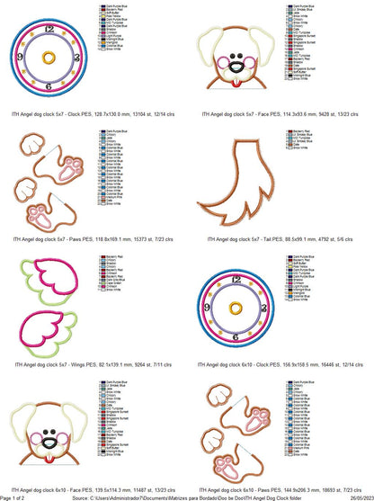 Angel Dog Clock - ITH Project - Machine Embroidery Design