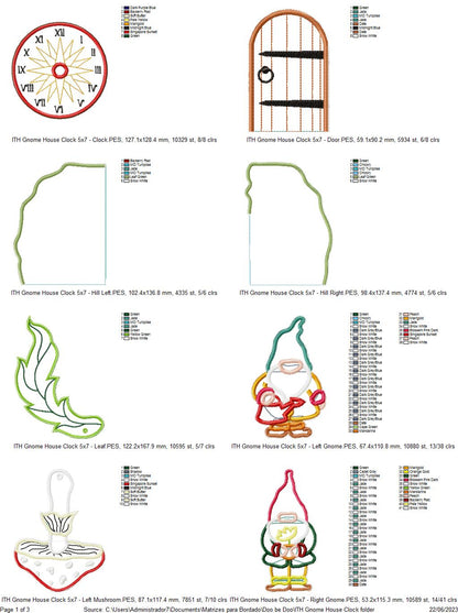 Gnomes Clocks Set of 2 Designs - ITH Project - Machine Embroidery Design
