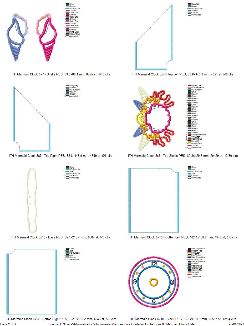 Mermaid Clock Ornament - ITH Project - Machine Embroidery Design