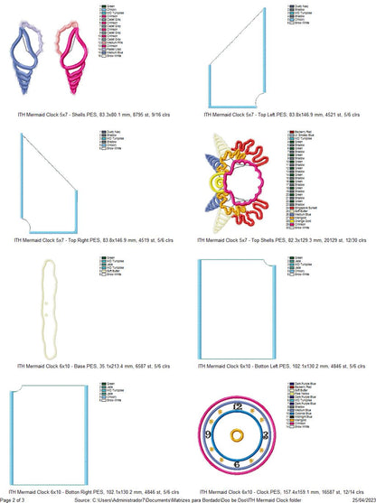 Mermaid Clock Ornament - ITH Project - Machine Embroidery Design