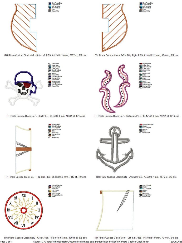 Pirate Ship Cuckoo Clock - ITH Project - Machine Embroidery Design