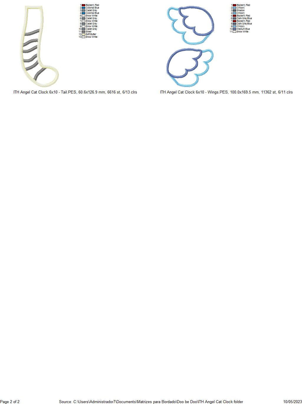 Dog and Cat Angel Clocks Set - ITH Project - Machine Embroidery Design