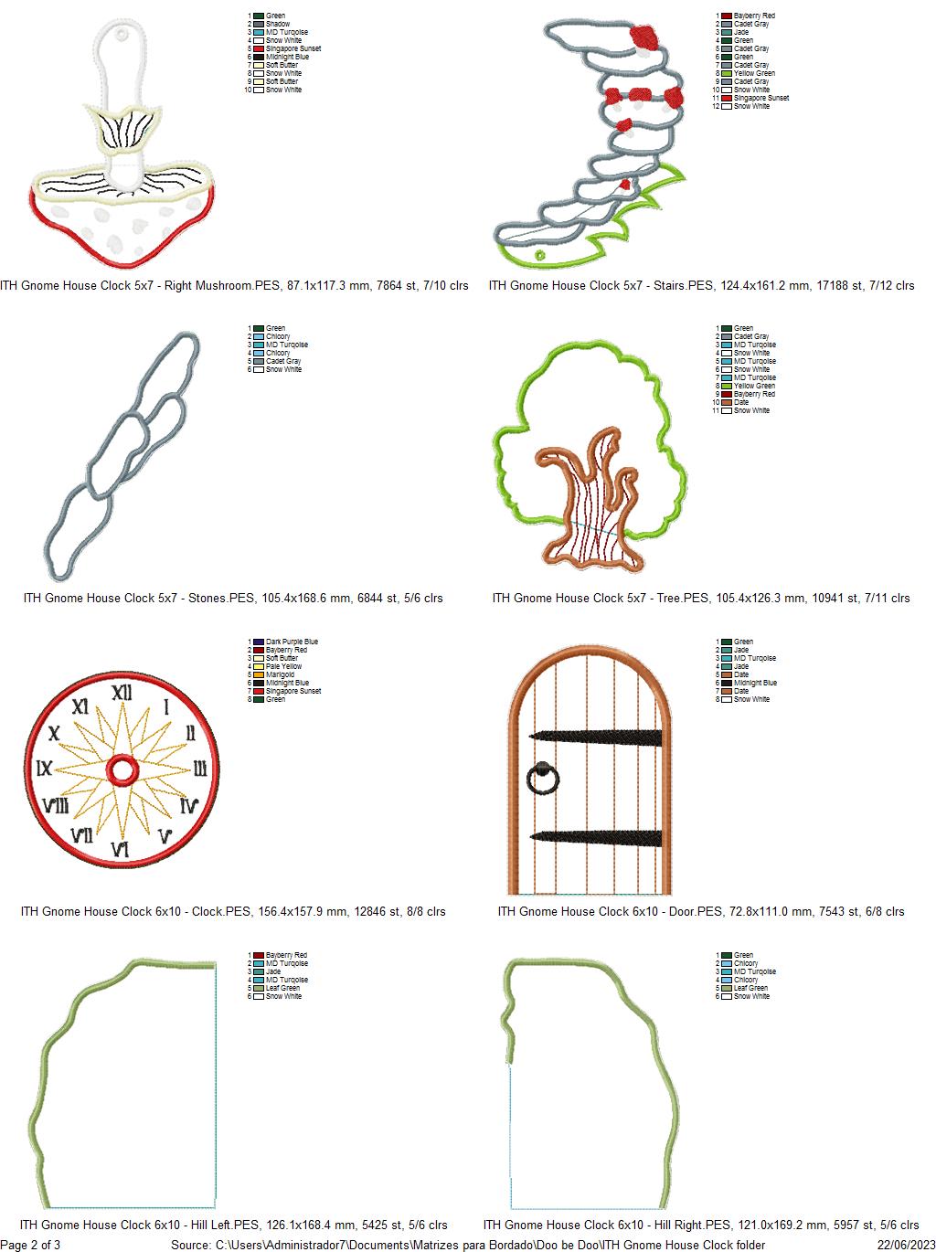 Gnomes Clocks Set of 2 Designs - ITH Project - Machine Embroidery Design