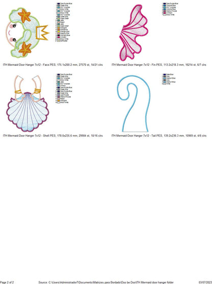 Mermaid Door Ornament - ITH Project - Machine Embroidery Design
