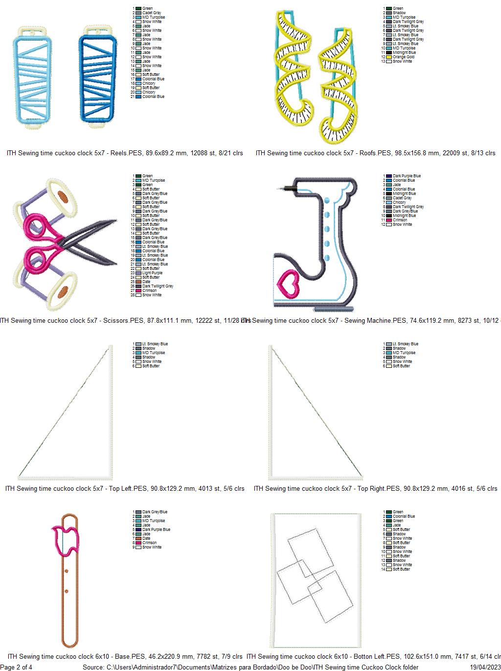 Sewing Time and Butterfly Clocks Set of 2 Designs- ITH Project - Machine Embroidery Design