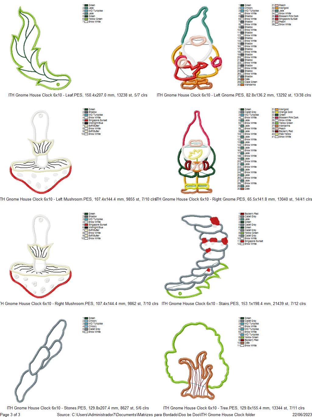 Gnomes Clocks Set of 2 Designs - ITH Project - Machine Embroidery Design