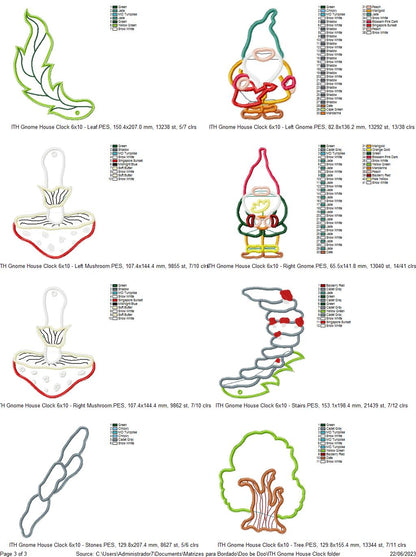 Gnomes Clocks Set of 2 Designs - ITH Project - Machine Embroidery Design