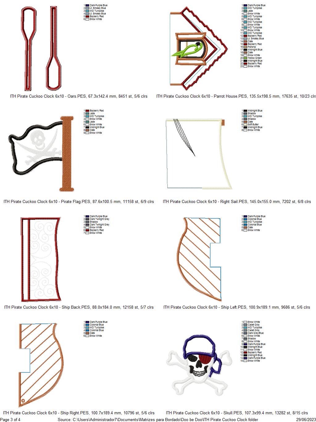 Pirate Ship Cuckoo Clock - ITH Project - Machine Embroidery Design