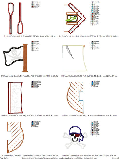 Pirate Ship Cuckoo Clock - ITH Project - Machine Embroidery Design