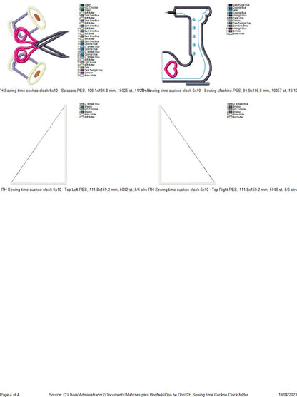 Sewing Time and Butterfly Clocks Set of 2 Designs- ITH Project - Machine Embroidery Design