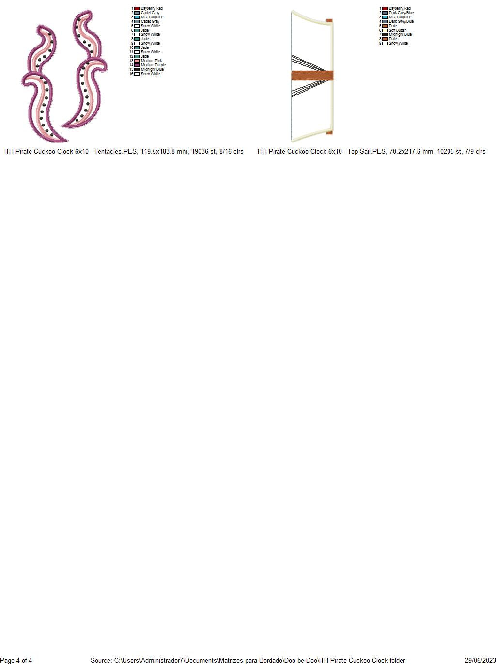 Pirate Ship Cuckoo Clock - ITH Project - Machine Embroidery Design