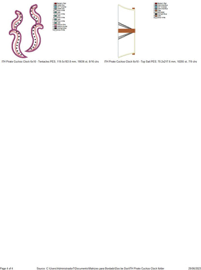 Pirate Ship Cuckoo Clock - ITH Project - Machine Embroidery Design