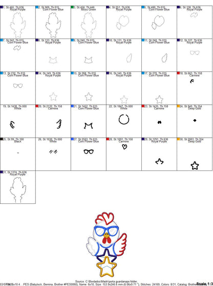 Patriotic Chicken Paper Towel Holder Cover – ITH Project – Machine Embroidery Design 🐔⭐