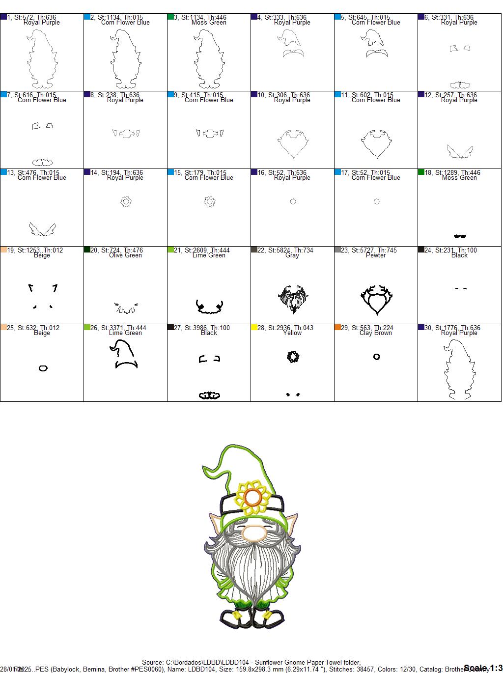 Garden Gnome Sunflower Paper Towel Holder Cover - ITH Project - Machine Embroidery Design