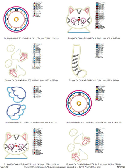 Dog and Cat Angel Clocks Set - ITH Project - Machine Embroidery Design