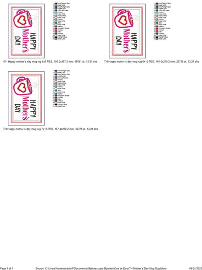Happy Mother´s Day Mug Rug - ITH Project - Machine Embroidery Design