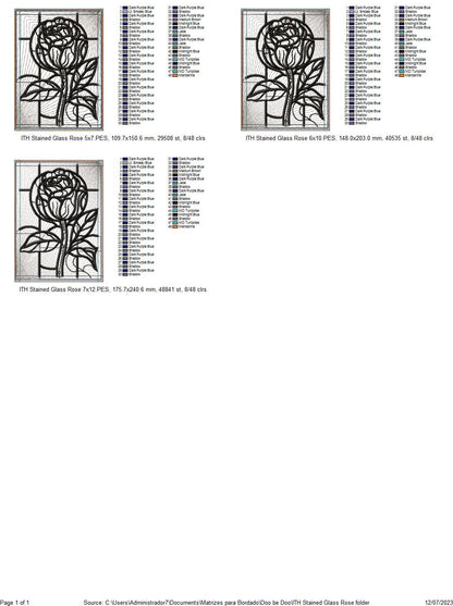 Stained Glass Rose Mug Rug - ITH Project - Machine Embroidery Design