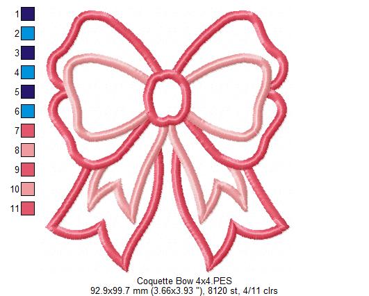 🎀 Sweet Coquette Ribbon – Applique – Machine Embroidery Design