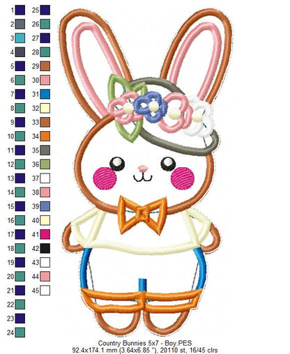 Country Bunnies Set of 2 designs - ITH Project - Machine Embroidery Design