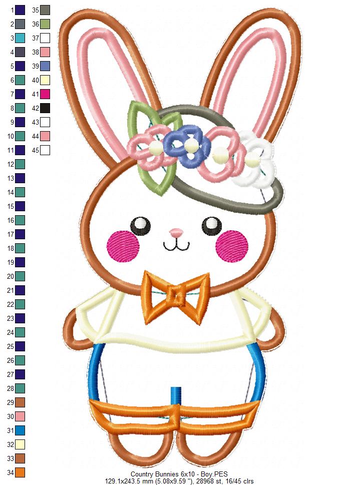 Farm Bunnies Set of 6 designs - ITH Project - Machine Embroidery Design