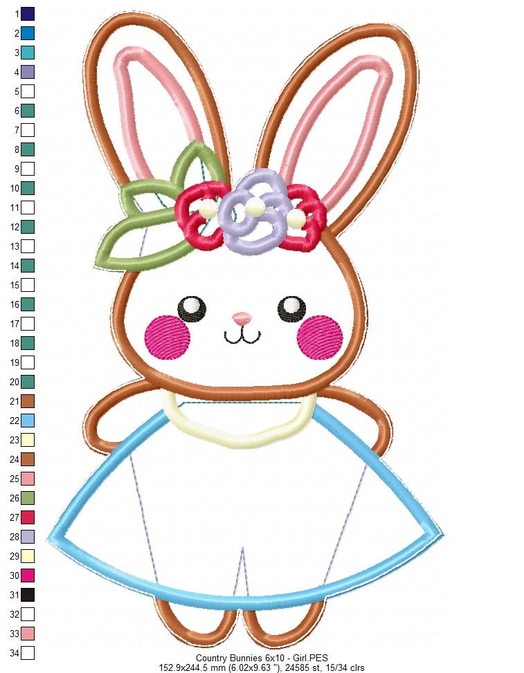 Farm Bunnies Set of 6 designs - ITH Project - Machine Embroidery Design