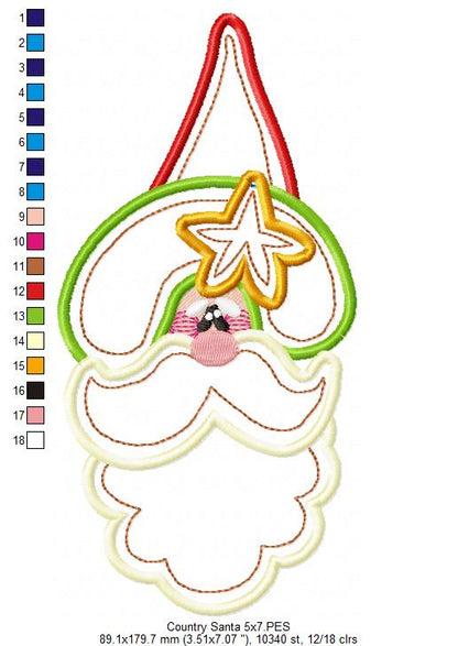 Country Santa Claus - Applique