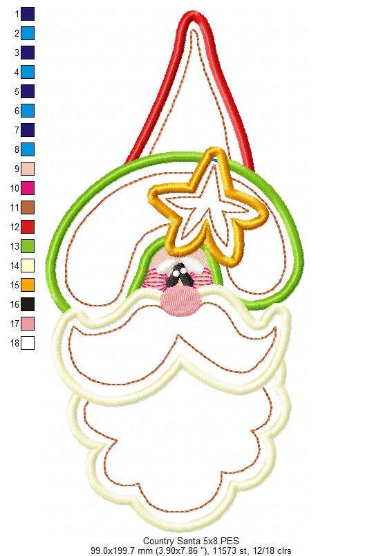Country Santa Claus - Applique