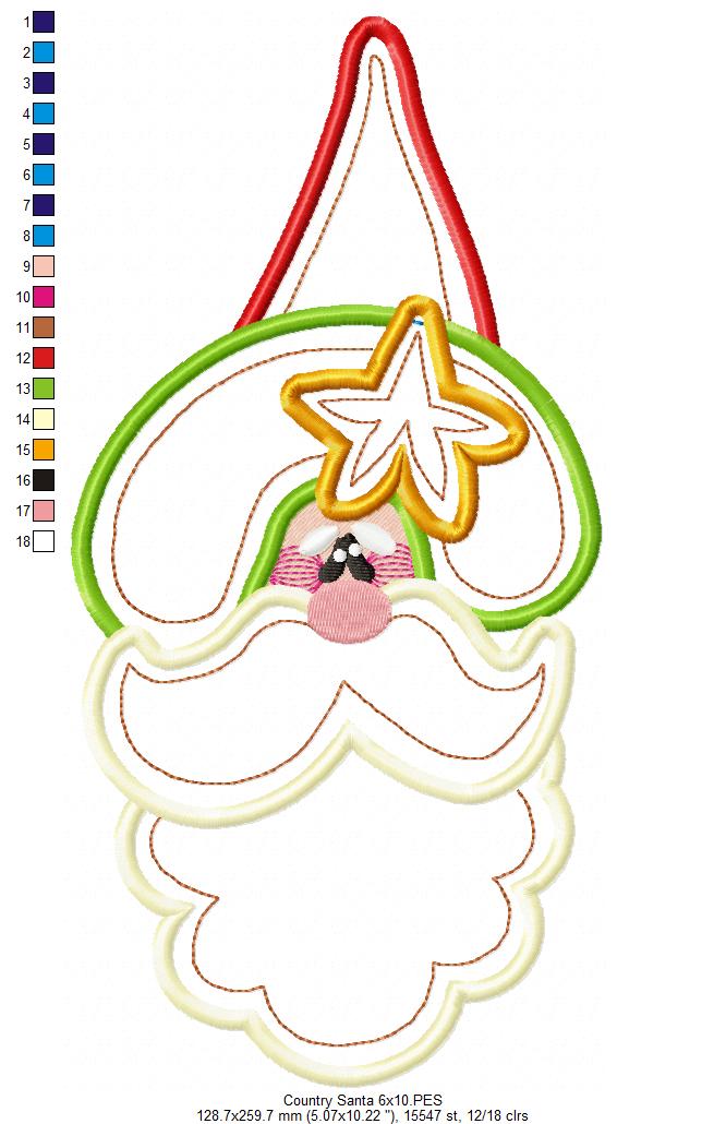 Country Santa Claus - Applique