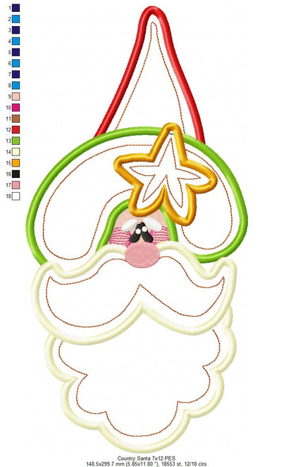 Country Santa Claus - Applique