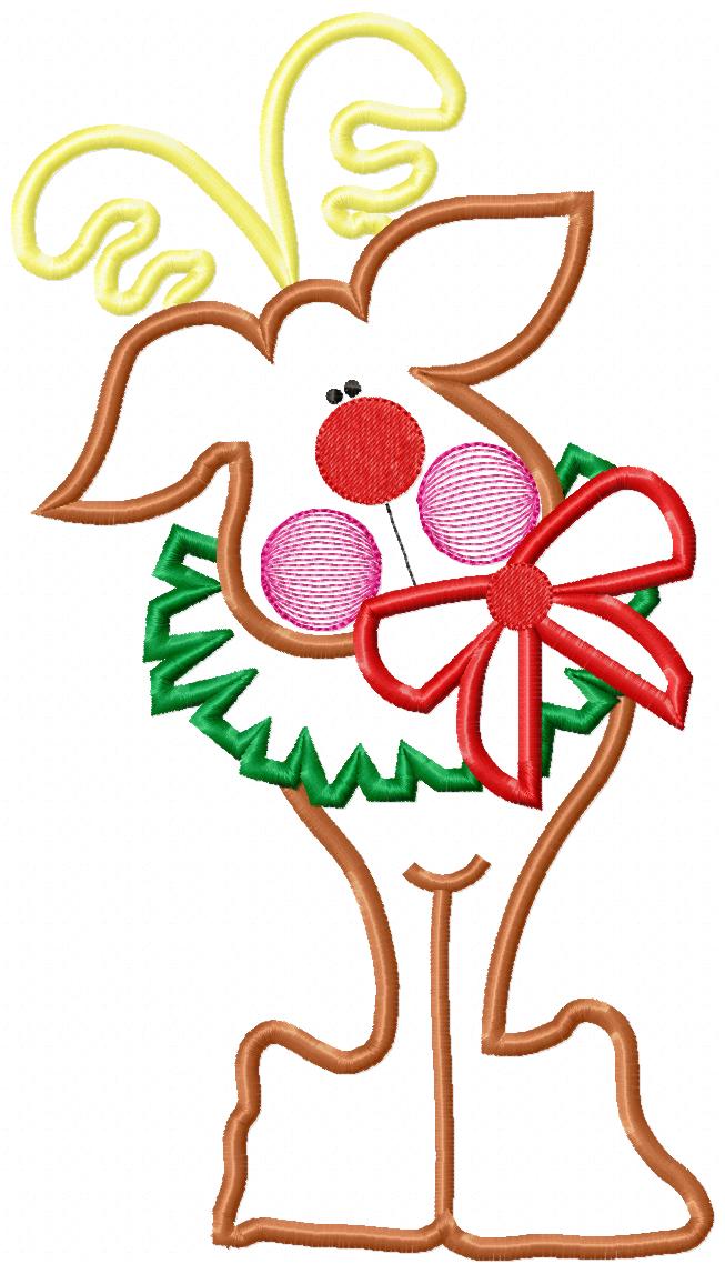 Cute Christmas Reindeer 🎄 – Appliqué – Machine Embroidery Design