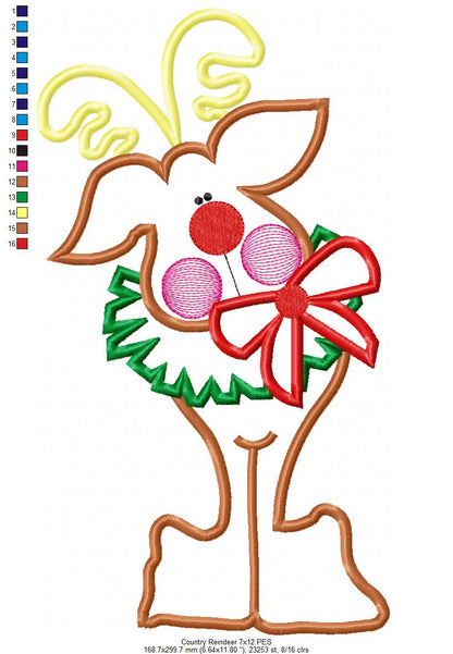 Cute Christmas Reindeer 🎄 – Appliqué – Machine Embroidery Design