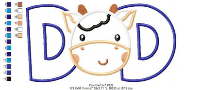 Sweet Cow Mom Dad Appliqué Set – Appliqué – Machine Embroidery Design