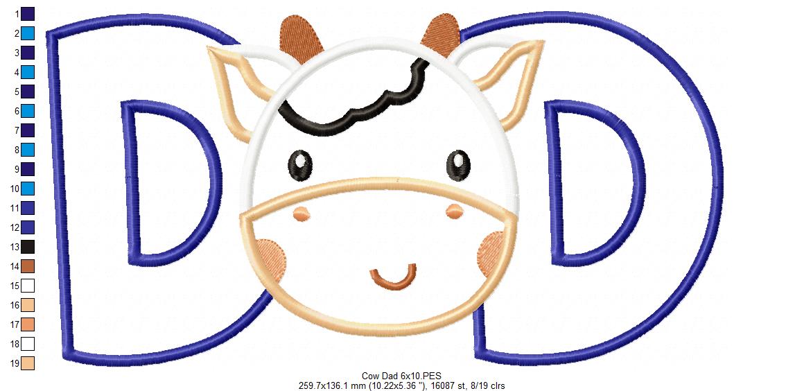 Sweet Cow Mom Dad Appliqué Set – Appliqué – Machine Embroidery Design
